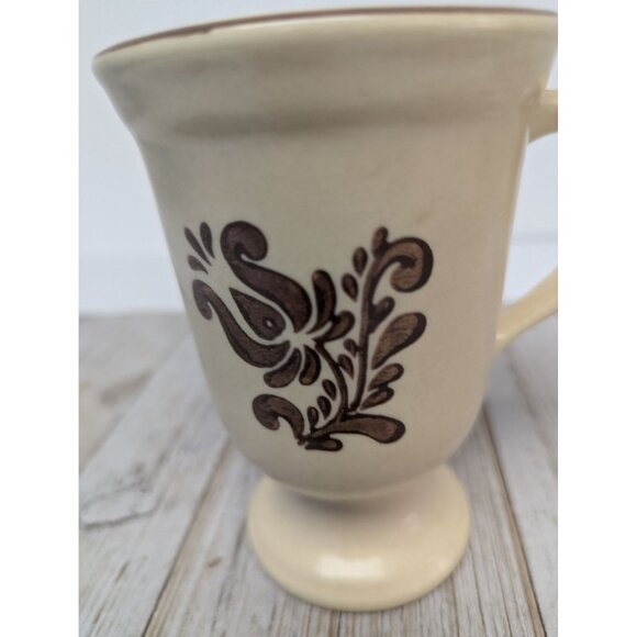 Pfaltzgraff Village Tan Footed Pedestal Coffee/Tea Mug Cup 5.25" Tall - Picture 2 of 5